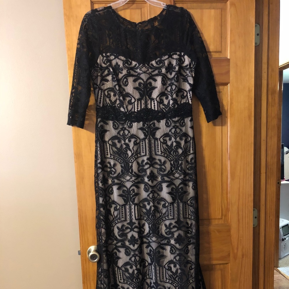 Black and nude long evening dress